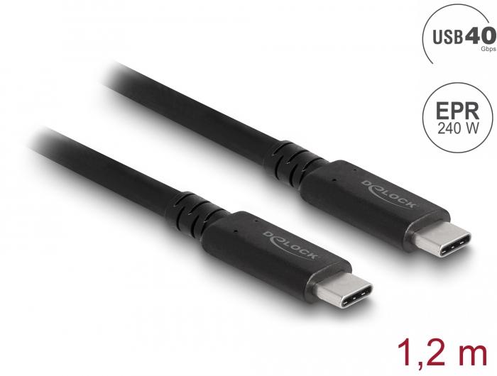 Коаксиален кабел Delock USB4 40 Gbps, USB PD 3.1,  1.2 m, Power Range 240 W