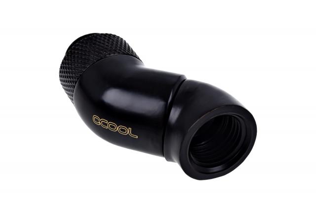 Alphacool Eiszapfen angled adaptor double-45° rotatable G1/4 outer thread to G1/4 inner thread - deep black 