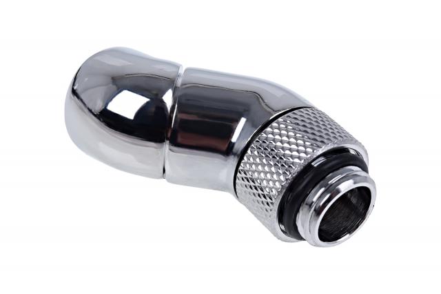 Alphacool Eiszapfen angled adaptor double-45° rotatable G1/4 outer thread to G1/4 inner thread - chrome 