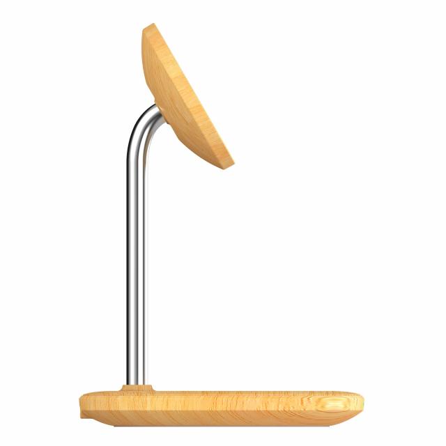 j5create Wood Grain 2-in-1 Magnetic Wireless Charging Stand 