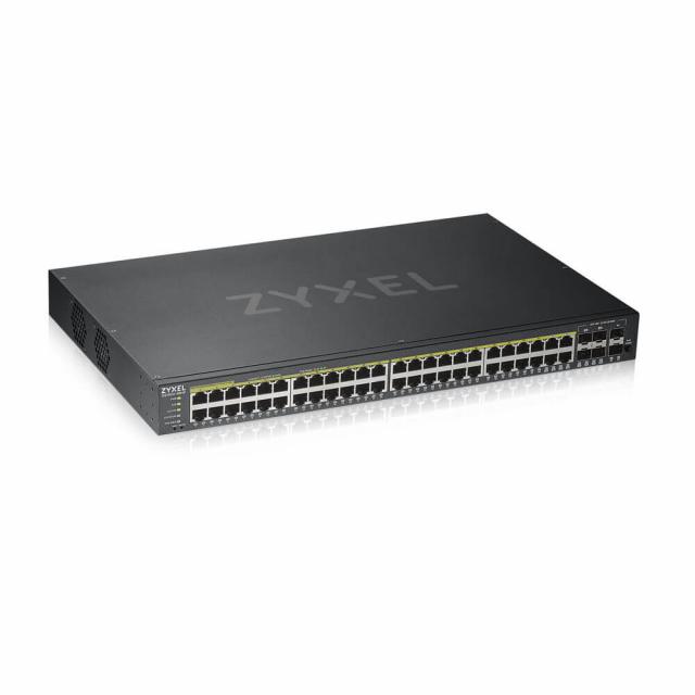 Суич ZYXEL GS1920-48HP, 44х GbE порта, 4х Combo порта SFP/RJ-45, Управляем, Монтаж в шкаф 