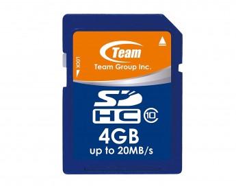 Карта памет TEAM SDHC, 4GB, Class 10