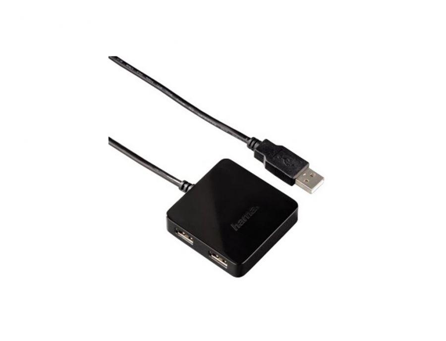 USB хъб HAMA, USB 2.0, 1:4, Черен
