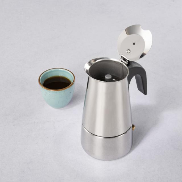 Xavax Stainless Steel Espresso Maker for 4 Cups, 111274 