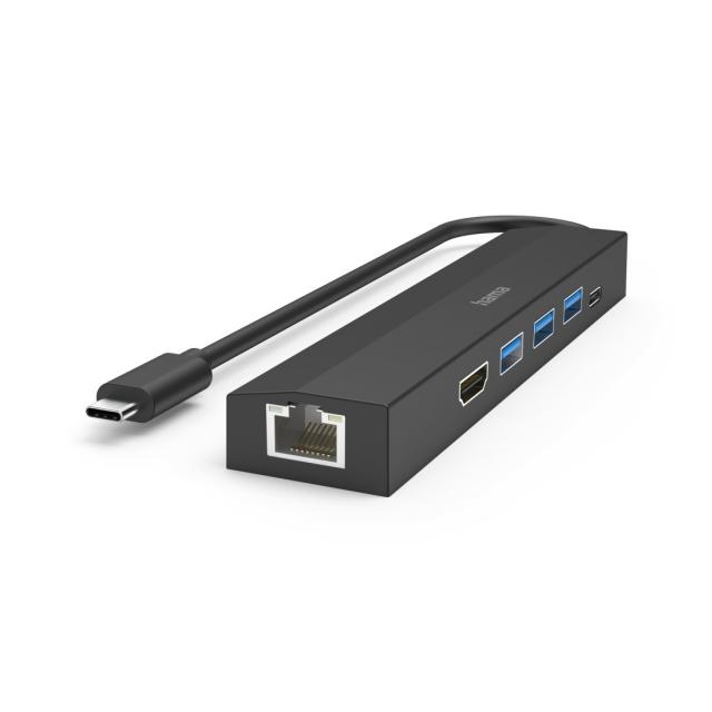 USB-C хъб HAMA, мултипорт, 6 порта, 3 x USB-A, USB-C, HDMI, LAN/Ethernet 