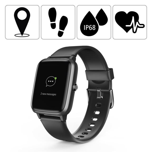 Смарт часовник Hama Fit Watch 5910, 1.3", GPS, Пулс, Крачкомер, Калории, Водоустойчив, Черен 