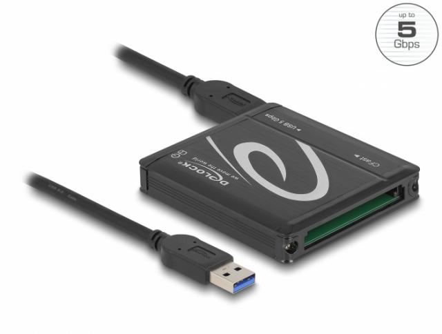 Четец за CFast карти DeLock, 5 Gbps, Черен 