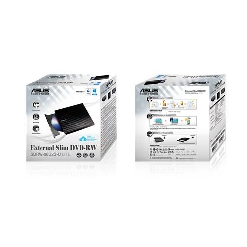 Външно USB DVD записващо устройство ASUS SDRW-08D2S-U LITE, USB 2.0, черно 