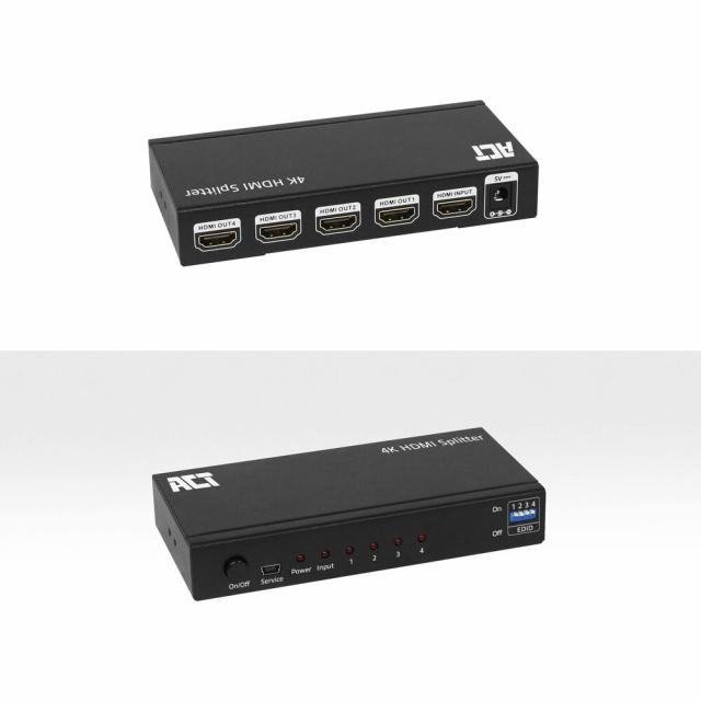 HDMI Сплитер ACT AC7831, 1 вход 4 изхода., 4K, Черен 