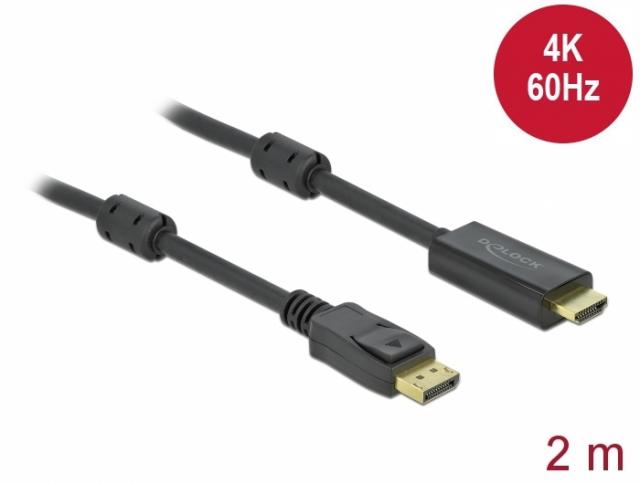 Delock Active DisplayPort 1.2 to HDMI Cable 4K 60 Hz 2 m 