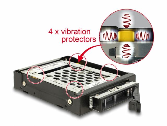 Delock 3.5″ Mobile Rack for 1 x 2.5″ SATA / SAS HDD / SSD with vibration protection 