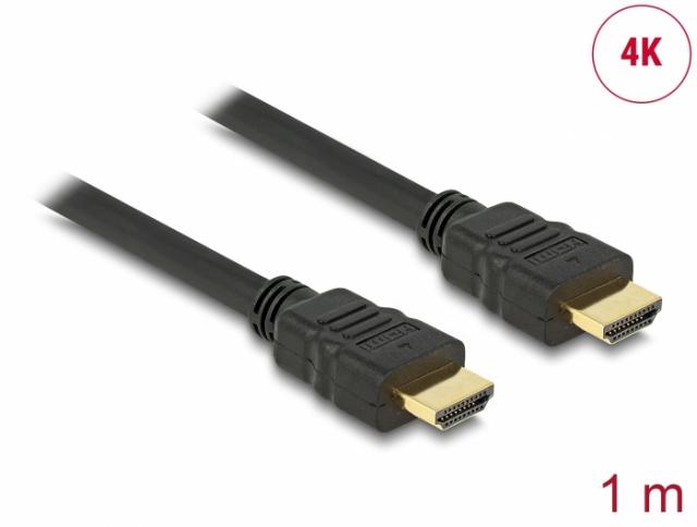 Кабел Delock High Speed, HDMI мъжко - HDMI A мъжко, 4K, 1.0 m, Ethernet 