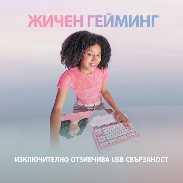 Геймърска механична клавиатура Logitech G G713, TKL, Tactile, RGB LED, US Layout, бяла 