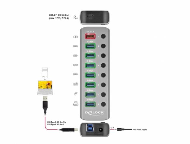 USB hub, 9 ports, DELOCK 63264 