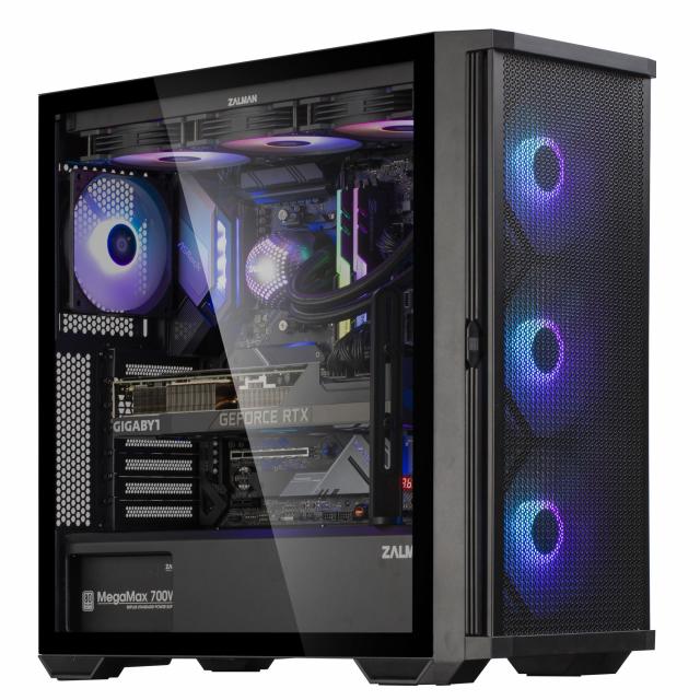 Case ZALMAN Z10 PLUS, Tempered Glass, RGB Mid-Tower, Black 