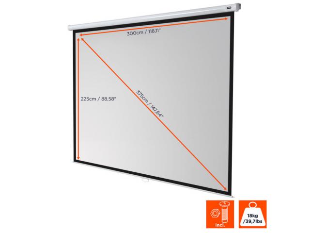 Projection screens CELEXON  Manual Economy,300 x 225 cm, 4:3, matt white, PVC 