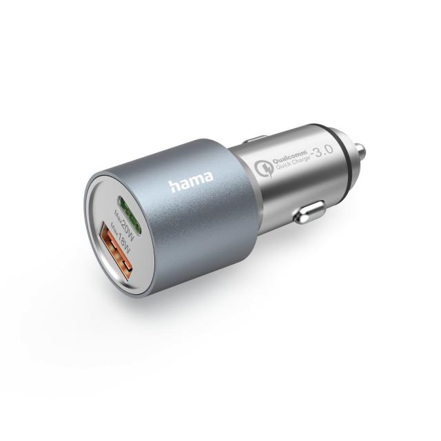 Hama Car Fast Charger, 1x USB-C PD, 1x USB-A QC, 38 W, 201639 