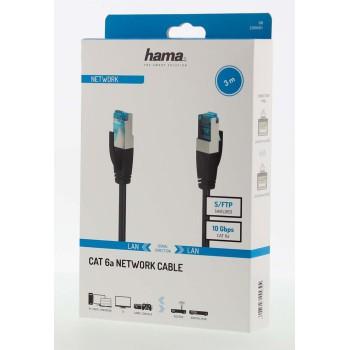 Мрежов пач кабел HAMA S/FTP, CAT 6a, RJ-45 - RJ-45, 10Gbit/s, 3.0 m, Черен 