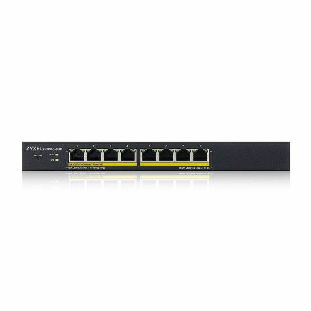 Суич ZYXEL GS1900-8HP-V3, 8 портов смарт управляем, PoE, Gigabit 
