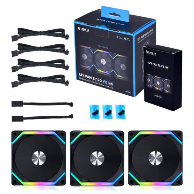 Fans Lian-Li UNI SL120 V2 RGB PWM 3 Fan Pack Black Controller included 