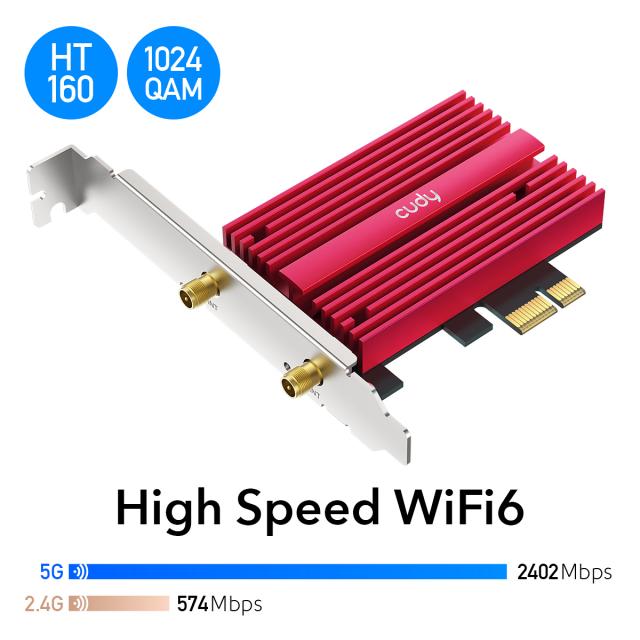 Мрежова карта Cudy WE4000, PCIe, 2.4/5 GHz, 574 - 2402 Mbps 