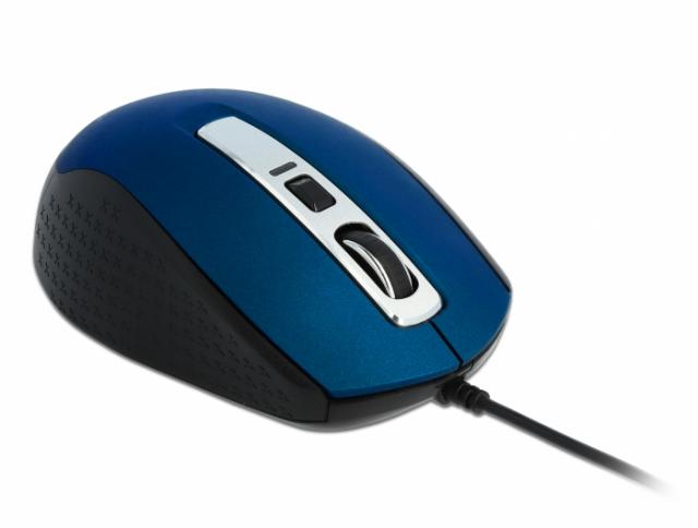 Оптична мишка DeLock, USB-A, 5 бутона , Синя 
