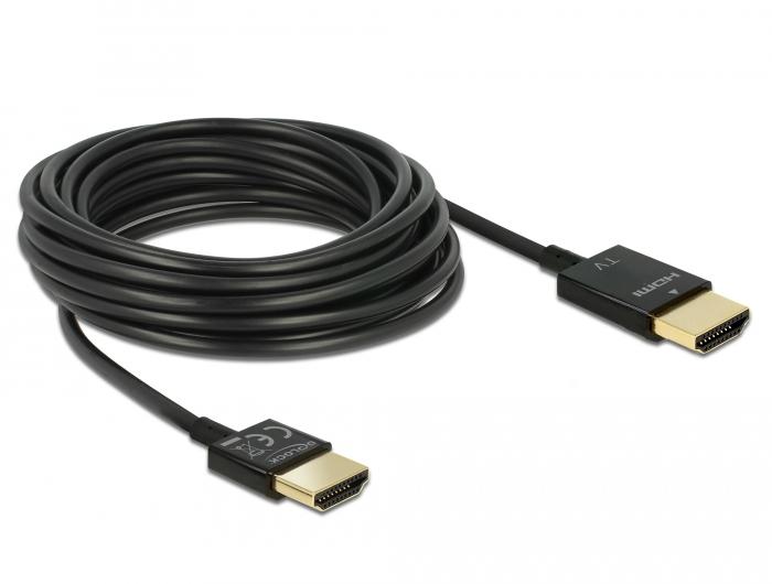 Кабел Delock, HDMI-A мъжко - HDMI-A мъжко, Ethernet, 18 Gbit/s, 4K, 3 м, Черен