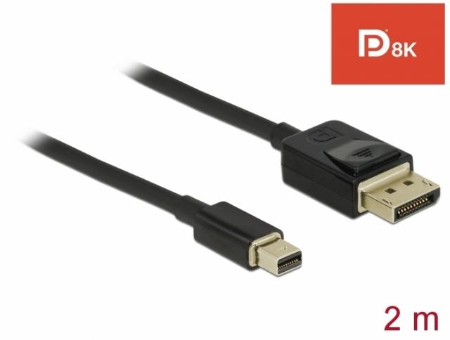 Delock Mini DisplayPort to DisplayPort cable 8K 60 Hz 2 m DP 8K certified 
