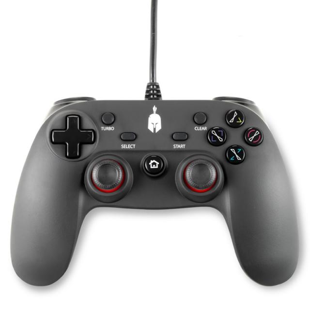 Wired Gamepad Spartan Gear Oplon, for PC and PS3, Black