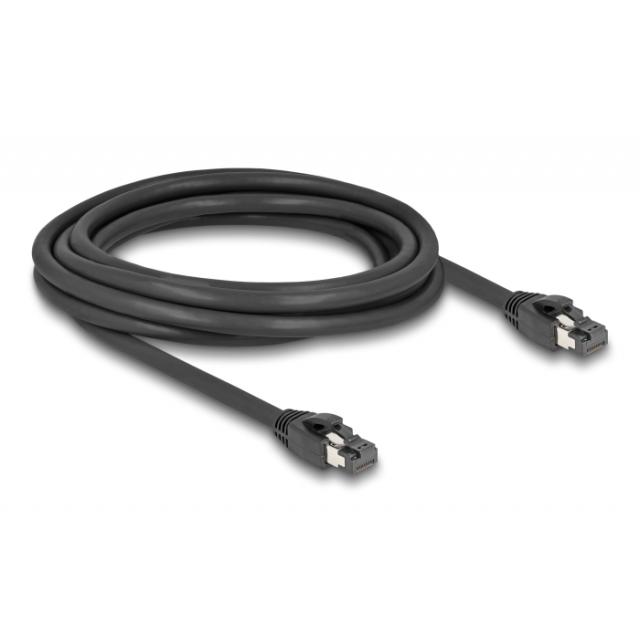 Мрежови кабел Delock, Cat.8.1 S/FTP, 3 m, Дo 40 Gbps, Черен