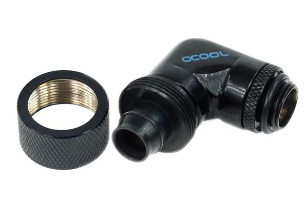 Alphacool 16/10 compression fitting 90° revolvable G1/4'', deep black 