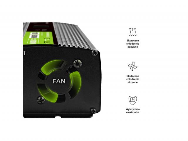 Инвертор GREEN CELL, 12/220V, DC/AC, 500W/1000W INVGC12P500LCD  LCD, Чиста синусоида 