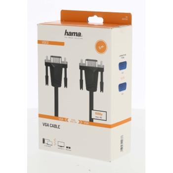 Кабел за монитор HAMA 200708, VGA мъжко - VGA мъжко, 3.0 м, Екраниран, Черен 
