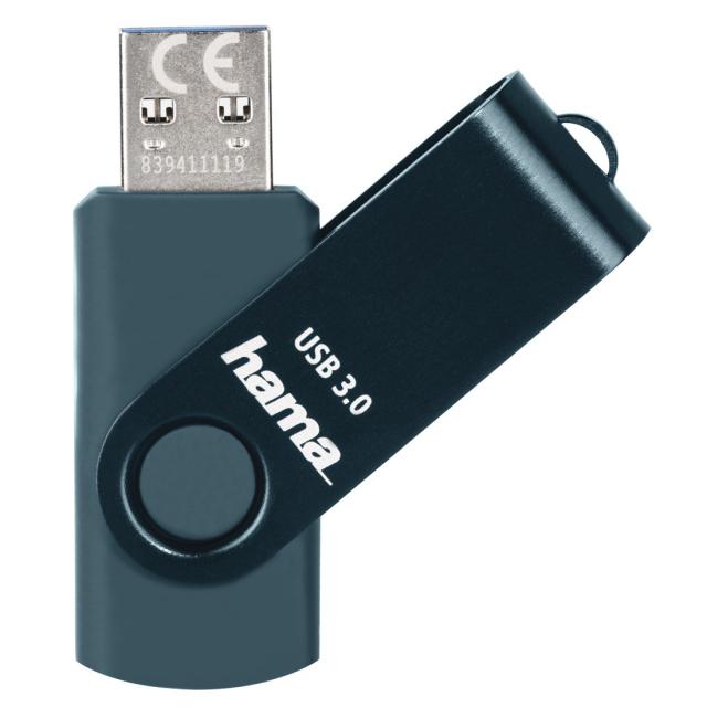 USB памет HAMA Rotate, 64GB, USB 3.0 70 MB/s, Петролно синьо 