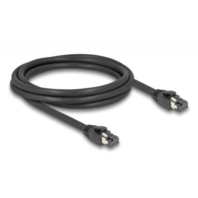 Мрежови кабел Delock, Cat.8.1 S/FTP, 2 m, Доo 40 Gbps, Черен