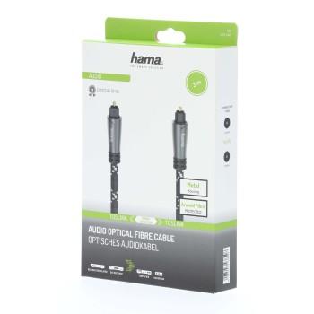 Оптичен аудио кабел HAMA 205140, ODT plug (Toslink), Метални накрайници, 3 м, Черен 