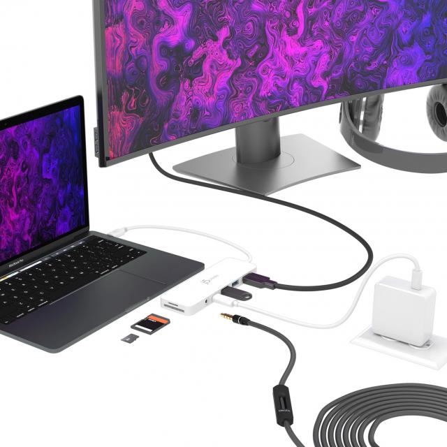6-портов хъб j5create Mini Dock JCD373, USB, HDMI, SD, 3.5 mm jack 
