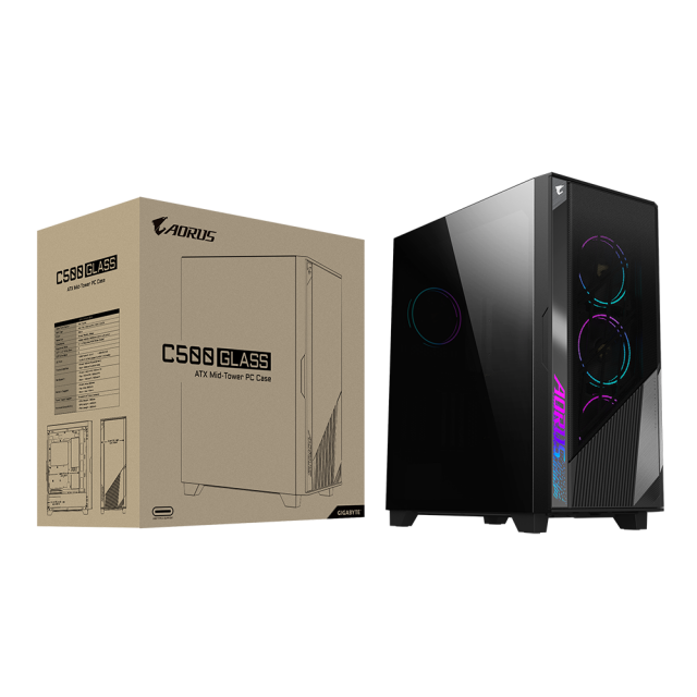 Кутия Gigabyte AORUS AC500 ST, Tempered Glass, RGB Fusion 2.0, Mid Tower 