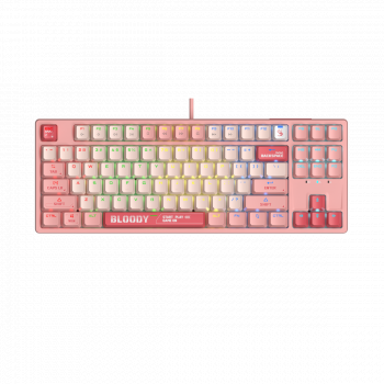 А4tech Геймърска механична  клавиатура Bloody Energy Pink S87 BLMS TKL RGB Backlit red switch , USB