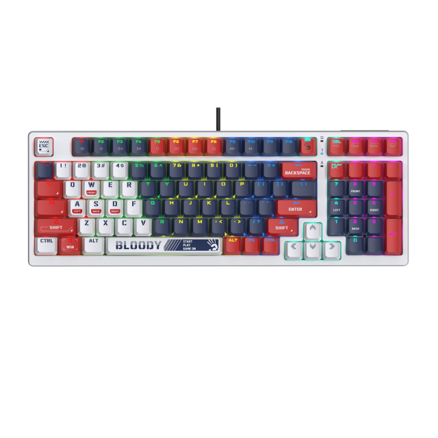А4tech Геймърска механична  клавиатура Bloody Sports Navy S98 BLMS RGB Backlit red switch , USB 
