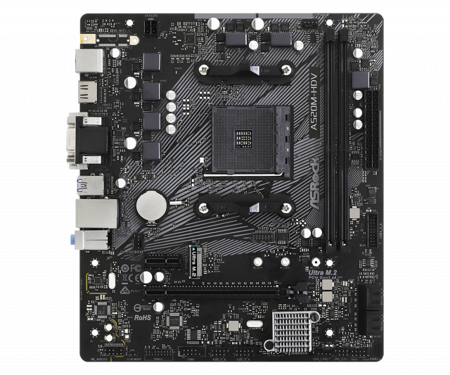 Дънна платка ASRock A520M-HDV, Socket AM4, mATX 