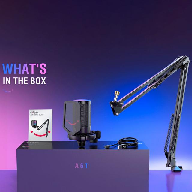 Микрофон със стойка FIFINE A6T RGB - Black 