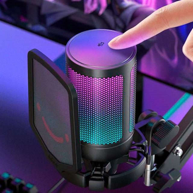 Микрофон със стойка FIFINE A6T RGB - Black 