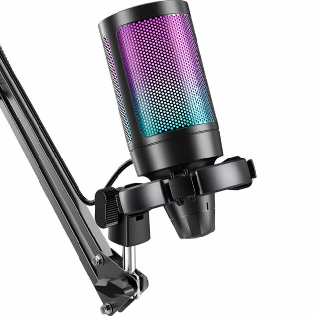 Микрофон със стойка FIFINE A6T RGB - Black 