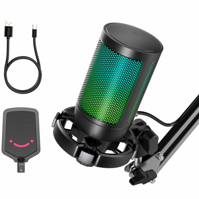 Микрофон със стойка FIFINE A6T RGB - Black 