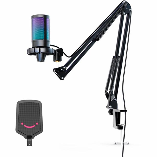 Микрофон със стойка FIFINE A6T RGB - Black 