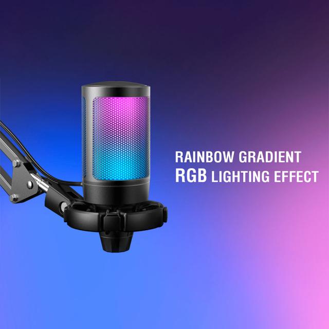 Микрофон със стойка FIFINE A6T RGB - Black 