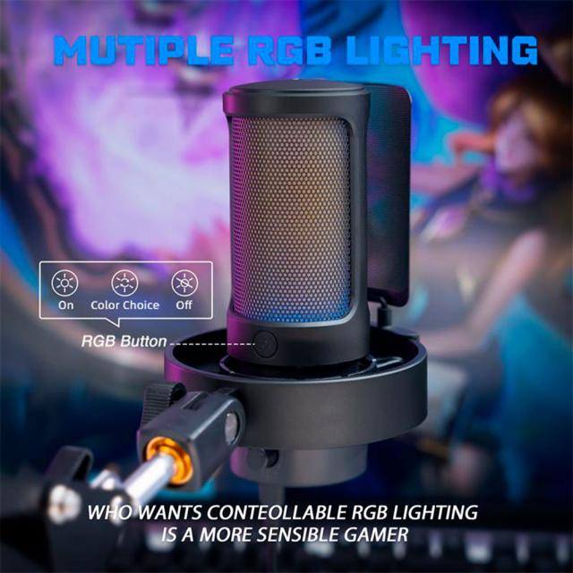 Микрофон със стойка FIFINE A8T RGB - Black 