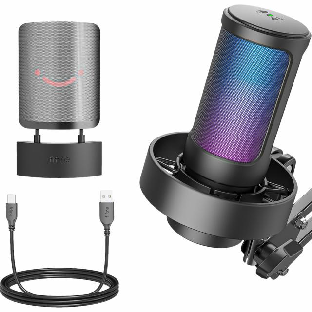 Микрофон със стойка FIFINE A8T RGB - Black 