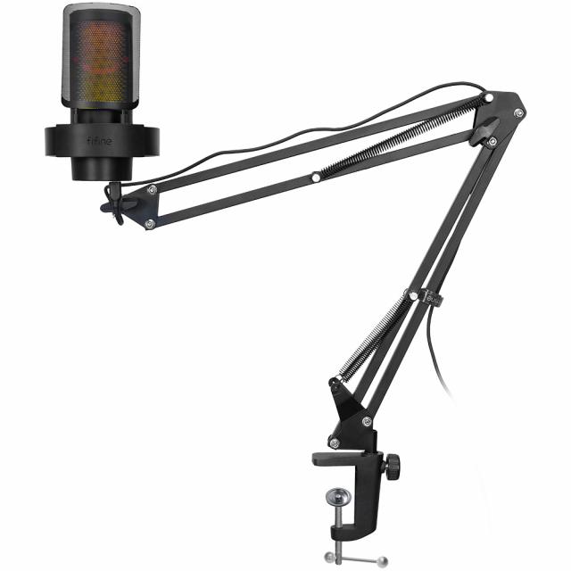 Микрофон със стойка FIFINE A8T RGB - Black 